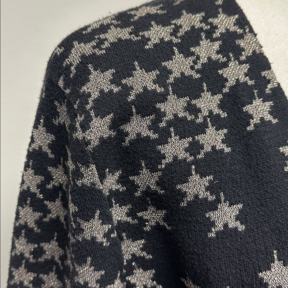YSL Saint Laurent Oversized V-Neck Cardigan BLACK AND SILVER STAR JACQUARD $1490 - Picture 4 of 10